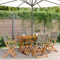 Berkfield Home Folding Garden Chairs 4 pcs Grey Poly Rattan & Solid Wood