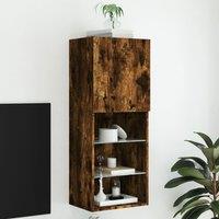 Berkfield Home TV Cabinet with LED Lights Smoked Oak 40.5x30x102 cm in Brown