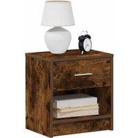 Berkfield Home Bedside Cabinet with Drawer Smoked Oak 39x28x41 cm in Brown | Size: 39 x 28 x 41 cm