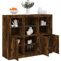 Berkfield Home Sideboards with LED Lights 3 pcs Smoked Oak Engineered Wood in Brown