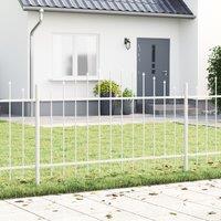 Fence Panel with Spike Arch Set of 5 White Powder-Coated Steel