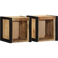 Bedside Cabinets 2 pcs 40x35x40 cm Solid Rough Wood Mango