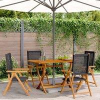 Berkfield Home Reclining Garden Chairs 4 pcs Black Poly Rattan & Solid Wood