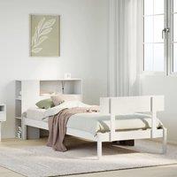Bookcase Bed without Mattress White 90x200 cm Solid Wood Pine