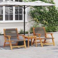 Berkfield Home Garden Chairs with Table 3 pcs Grey Solid Wood Acacia