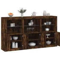 Berkfield Home Sideboard with LED Lights Smoked Oak 181.5x37x100 cm in Brown