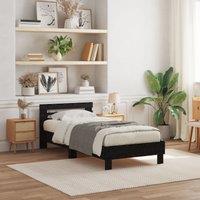 Berkfield Home Bed Frame with LED Lights Black Oak 100x200 cm Engineered Wood