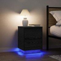 Berkfield Home Bedside Cabinets with LED Lights 2 pcs Black 38x34x50 cm | Size: 38 x 34 x 50 cm