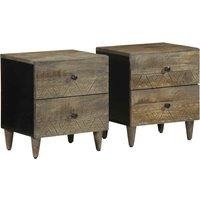 Bedside Cabinets 2 pcs Light Grey 40x33x46 cm Solid Wood Mango