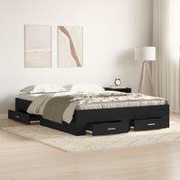 Berkfield Home Bed Frame with Drawers Black Oak 135x190 cm Engineered Wood
