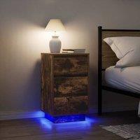 Bedside Cabinet with LED LightsSmoked Oak 38x34x65 cm