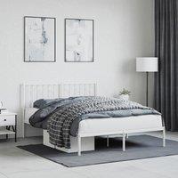Berkfield Home Metal Bed Frame without Mattress with Headboard White 140x190cm | Size: 140x190 cm