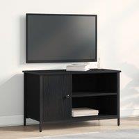Berkfield Home TV Cabinet Black Oak 80x40x50 cm Engineered Wood & Steel | Size: 80 x 40 x 50 cm