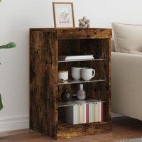 Berkfield Home Sideboard with LED Lights Smoked Oak 41x37x67 cm in Brown | Size: 41 x 37 x 67 cm