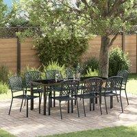 9 Piece Garden Dining Set Anthracite Steel