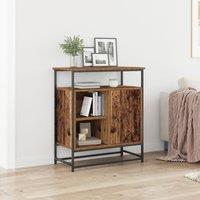 Berkfield Home Sideboard Old Wood 69x35x80 cm Engineered Wood & Steel in Brown | Size: 69 x 35 x 80 cm