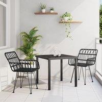 Berkfield Home 3 Piece Garden Dining Set Black Poly Rattan