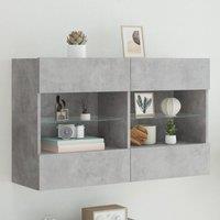 Berkfield Home TV Wall Cabinet with LED Lights Concrete Grey 98.5x30x60.5 cm