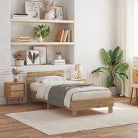 Berkfield Home Bed Frame with LED Lights Artisan Oak 75x190 cm Engineered Wood in Brown