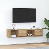 Berkfield Home TV Cabinets 2 pcs Artisan Oak 60x31x25.5 cm Engineered Wood in Brown