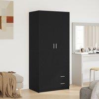 Berkfield Home Black Oak Wardrobe 80x52x180 cm Made of Engineered Wood | Size: 80 x 52 x 180 cm