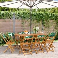 Berkfield Home Folding Garden Chairs 8 pcs Green Fabric & Solid Wood