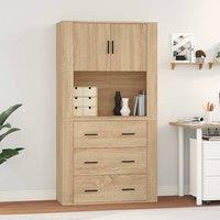 Berkfield Home Highboard Sonoma Oak Engineered Wood in Brown