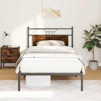 Berkfield Home Bed Frame without Mattress Smoked Oak 100x190 cm Engineered Wood in Brown