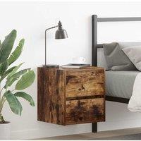 Berkfield Home Wall-mounted Bedside Cabinets 2 pcs Smoked Oak 38x34x40 cm in Brown | Size: 38 x 34 x 40 cm
