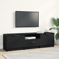 Berkfield Home TV Cabinet - Black Oak - 140x35x40 cm - Made of Engineered Wood | Size: 140 x 35 x 40 cm