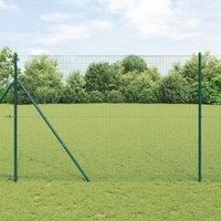 Fence Post Set Set of 2 Green Powder-Coated Steel 25 x 1.5 m