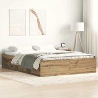 Berkfield Home Bed Frame without Mattress Artisan Oak 120x200cm Engineered Wood in Brown | Size: Small Double