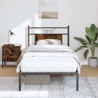 Berkfield Home Bed Frame without Mattress Smoked Oak 75x190 cm Small Single Engineered Wood in Brown