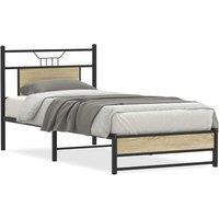 Berkfield Home Bed Frame without Mattress Sonoma Oak 75x190 cm Small Single Engineered Wood in Brown