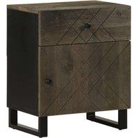 Berkfield Home Bedside Cabinet Black 50x33x60 cm Solid Wood Mango | Size: 50 x 33 x 60 cm