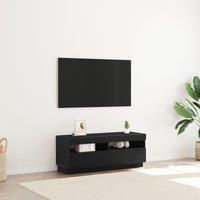 Berkfield Home TV Stand with LED Lights - Black Oak, 100x35x40 cm, Made of Engineered Wood | Size: 100 x 35 x 40 cm