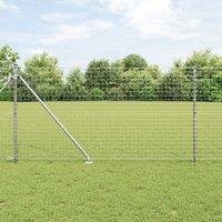 Berkfield Home Fence Posts Set with Spike Set of 26 Silver Galvanised steel