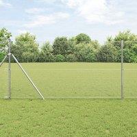 Berkfield Home Welded Wire Fence with 13 Posts 1.4x50 m Galvanised Steel in Silver