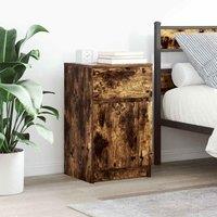 Berkfield Home Bedside Cabinet Smoked Oak 39x35x65 cm Engineered Wood | Size: 39 x 35 x 65 cm