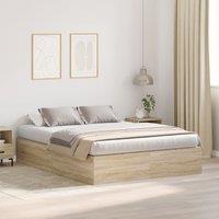 Berkfield Home Bed with Storage Sonoma oak Engineered wood 140 x 200 cm Sturdy in Brown
