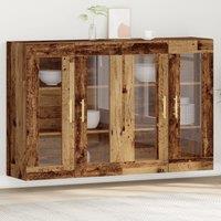 Berkfield Home Wall Mounted Cabinet Set of 2 Old wood Solid Wood in Brown