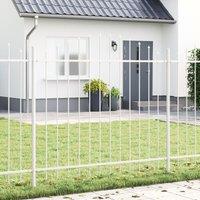 Berkfield Home Garden Fence with Hoop Top White 5.1x1.25 m Steel