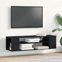Berkfield Home Wall-Mounted TV Cabinet - Black Oak, 100x30x26.5 cm, Engineered Wood | Size: 100x30x26.5 cm