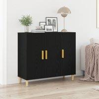 Berkfield Home Black Oak Sideboard 90x34x80 cm Made from Engineered Wood | Size: 90 x 34 x 80 cm