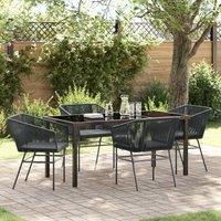 Set of 3 Black PE rattan, powder-coated steel Medium