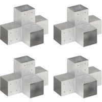Berkfield Home Post Connectors 4 pcs X Shape Galvanised Metal 101x101 mm in Silver