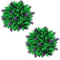 Berkfield Home Set of 2 Artificial Boxwood Ball with Lavender 28 cm in Green