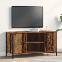 Berkfield Home TV Cabinet Old Wood 100x40x50 cm Engineered Wood & Steel in Brown | Size: 100 x 40 x 50 cm
