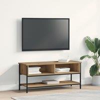 Berkfield Home TV Cabinet Artisan Oak 100x35x45 cm Engineered Wood & Steel in Brown | Size: 100 x 35 x 45 cm
