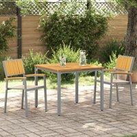 Outdoor Chairs 2 pcs Stackable Grey Solid Wood Acacia and Metal